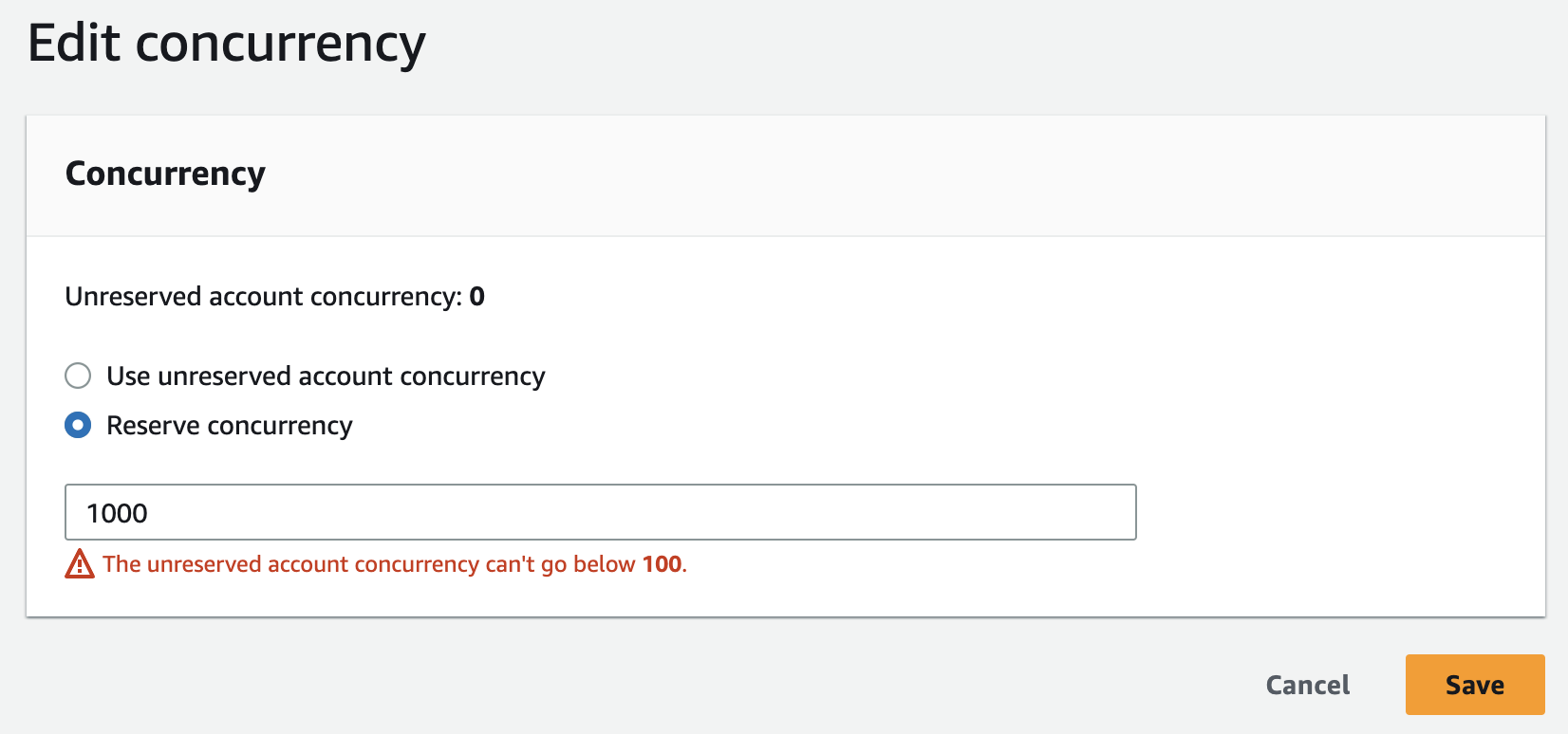 Lambda Reserved Concurrency 行为(AWS 官方)