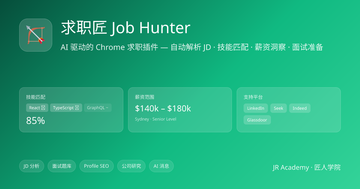 求职匠 Job Hunter — AI 求职 Chrome 插件 | 匠人学院 - 学AI·AI教程·AI入门 | 全球华人学习 AI 第一站